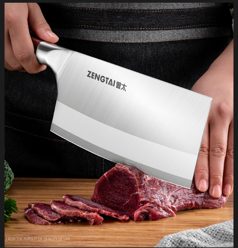 Steel Kitchen Knife Wooden Handle Meat Slice Chopping DualPurpose Knife Chef Knife Sharp Household Kitchen Knife