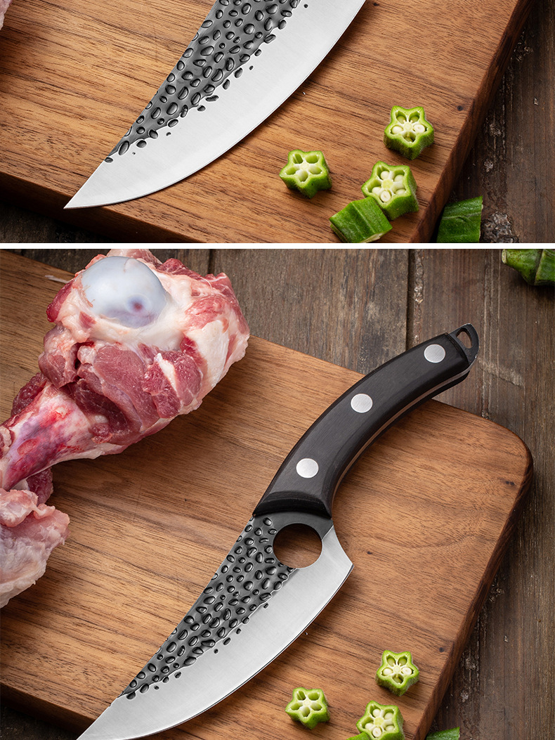 Machete Sever Knife Chef Knife Kitchen Knife Sliced Fish Killing Stainless Steel Boning Knife Forged Hammer Pattern
