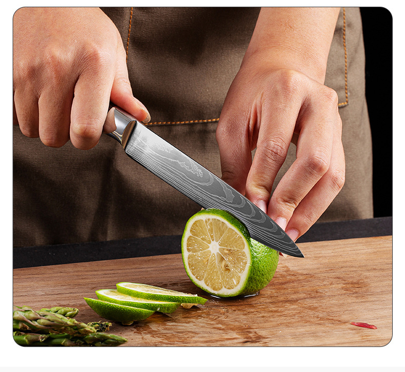 Pattern Chef Knife Laser Pattern Western Food Chef Knife Kitchen Knife Santoku Knife Universal Knife Combination Set
