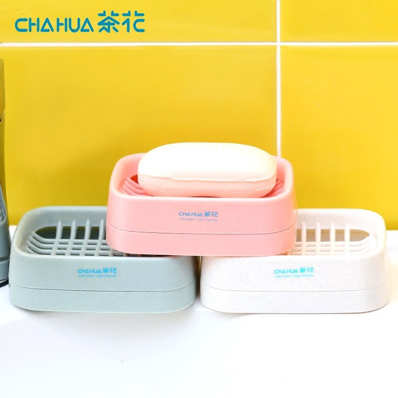 Camellia Soap Dish Drain Box Creative with Cover Travel Rack Bathroom Double Layer Plastic Soap Box 2213 in Stock Wholesale