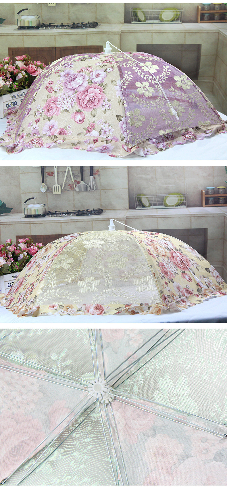 Anti-Fly Anti-Fouling Table Cover Food Cover 2019 Summer Fashion Lace Fabric Folding Dish Cover Factory Supply