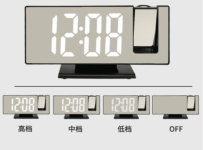 Projection Alarm Clock 2022 New Table Clock Student Creativity Desktop Mirror Led Digital Electronic Clock Cross-Border