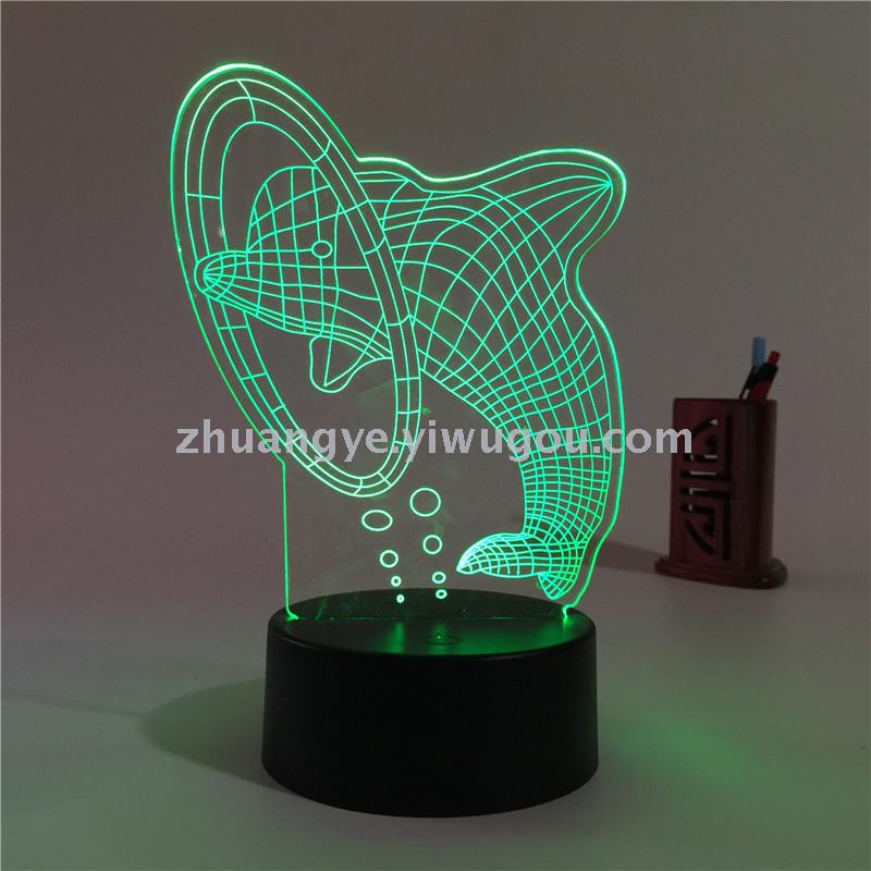 3D LED Table Lamps Desk Lamp Light Dining Room Bedroom Night Stand Living Glass Small Modern Next shark dolphin 9