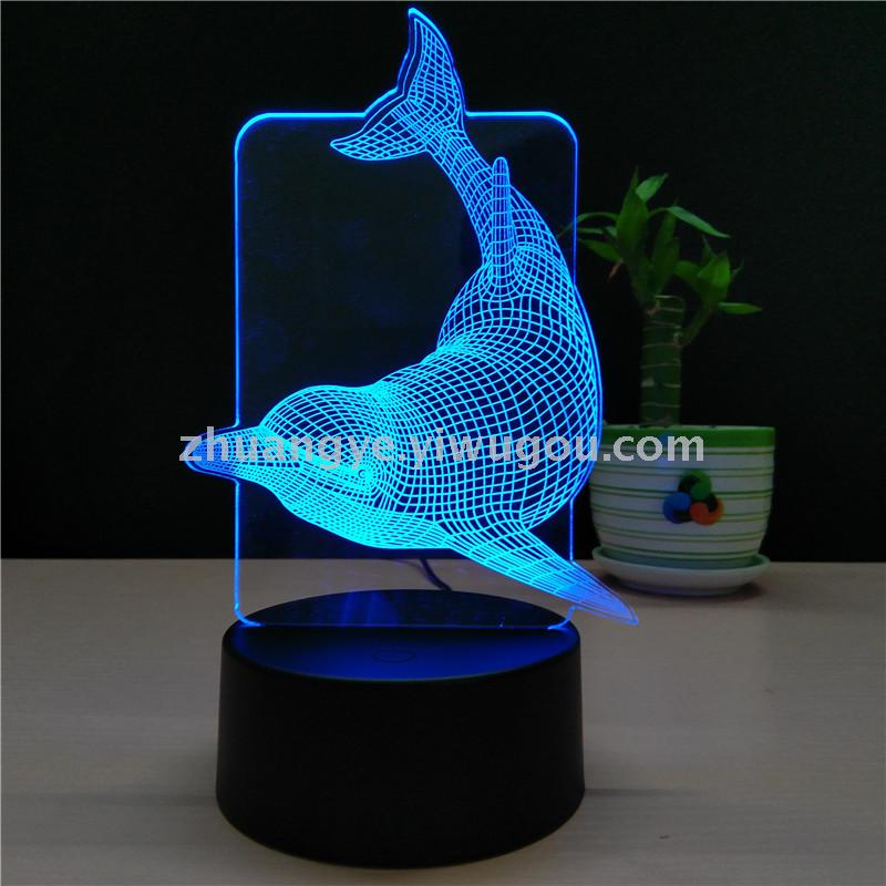 3D LED Table Lamps Desk Lamp Light Dining Room Bedroom Night Stand Living Glass Small Modern Next shark dolphin 9