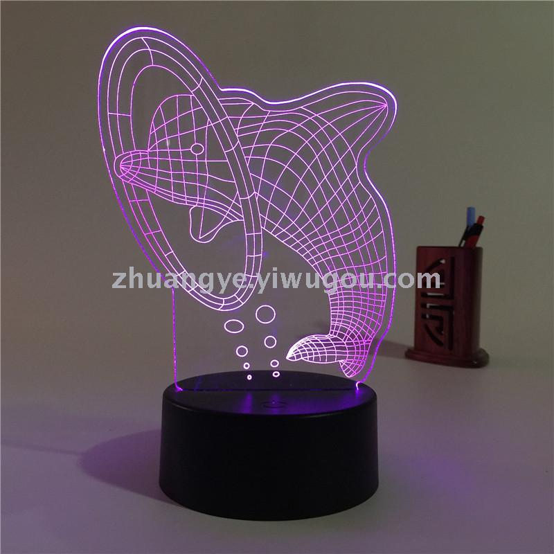 3D LED Table Lamps Desk Lamp Light Dining Room Bedroom Night Stand Living Glass Small Modern Next shark dolphin 9