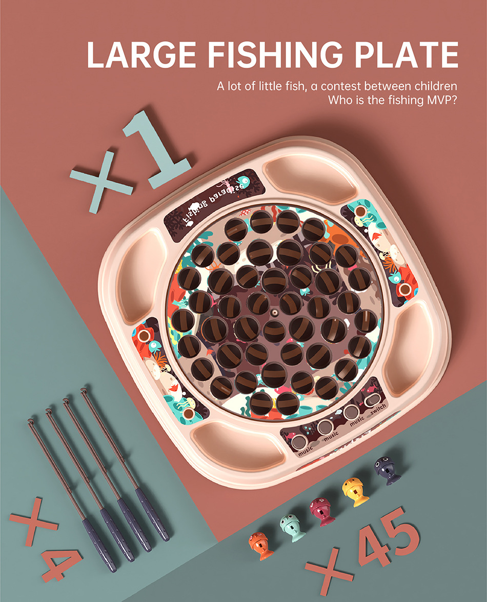 Electric Rotating Loop Fishing Table Set Early Education Competition Fishing Plate Sound and Light Interactive Toys Electric Rotating Loop Fishing Table Set Early Education Competition Fishing Plate Sound and Light Interactive Toys