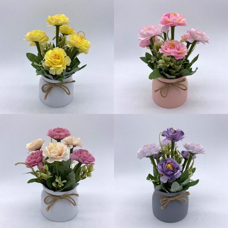 Fake Decoration Living Room Decoration Imitation Silk Small Pot Plant Bedroom Coffee Table Top Set Room Decorations