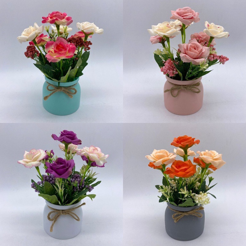 Fake Decoration Living Room Decoration Imitation Silk Small Pot Plant Bedroom Coffee Table Top Set Room Decorations