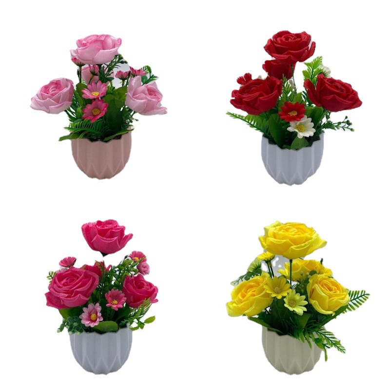 Fake Decoration Living Room Decoration Imitation Silk Small Pot Plant Bedroom Coffee Table Top Set Room Decorations