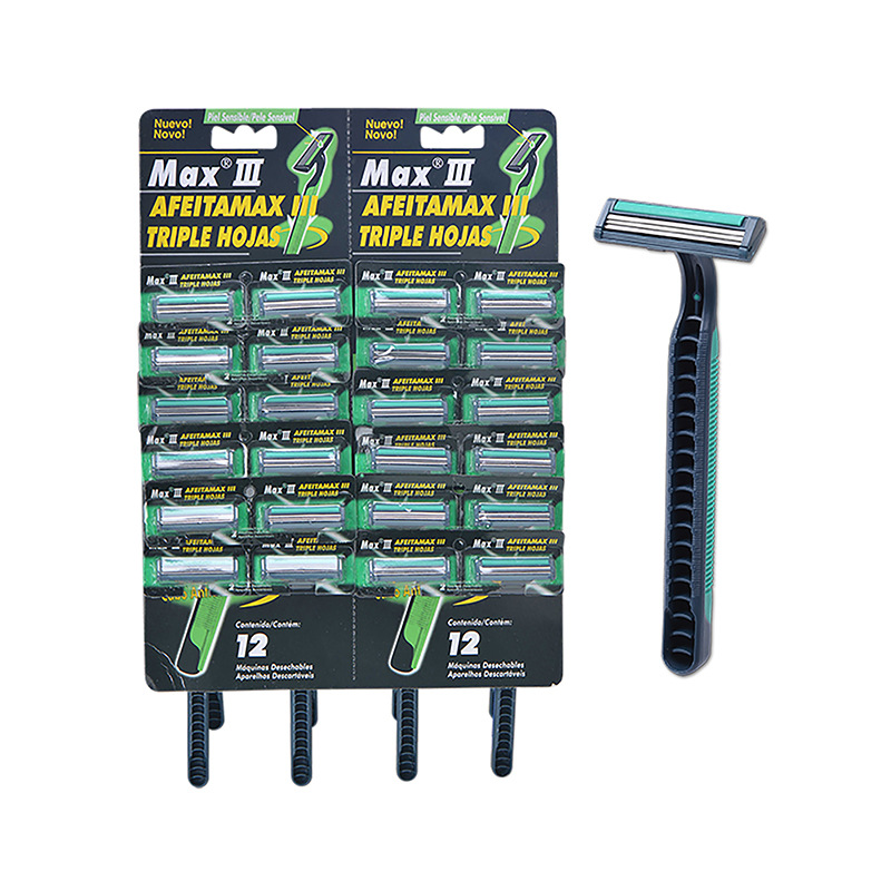 Max Hot Sale Factory Direct Men&#039;s Three-Layer High Quality Stainless Steel Disposable Manual Shaver Shaver Hanging Card