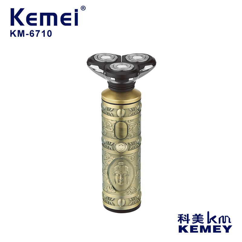 Cross-Border Factory Direct Supply Shaver KM-6710 All-Metal Body Three-Head Waterproof Shaver Shaver