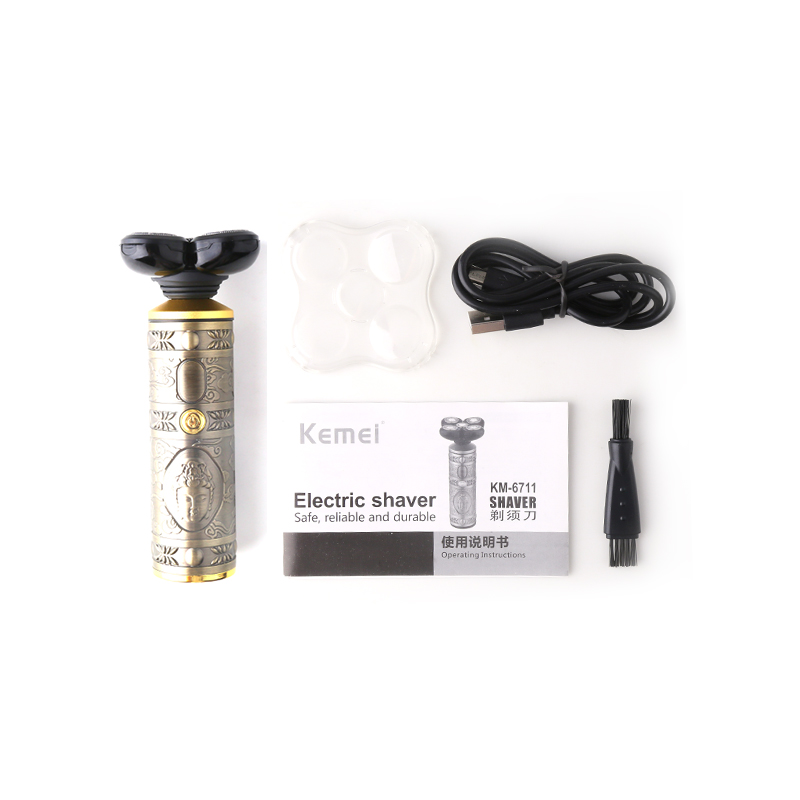 Cross-Border Factory Direct Supply Shaver KM-6711 Full Metal Body Five-Blade Waterproof Shaver Shaver