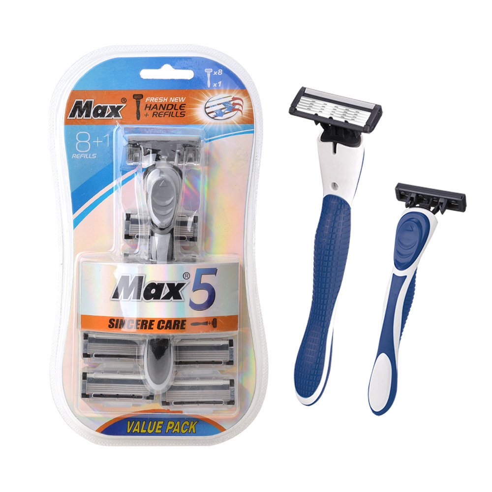 Max Men&#039;s Five-Layer Disposable Manual Shaver Induction Cutter Head Swedish Blade Old-Fashioned Razor Shaver Factory
