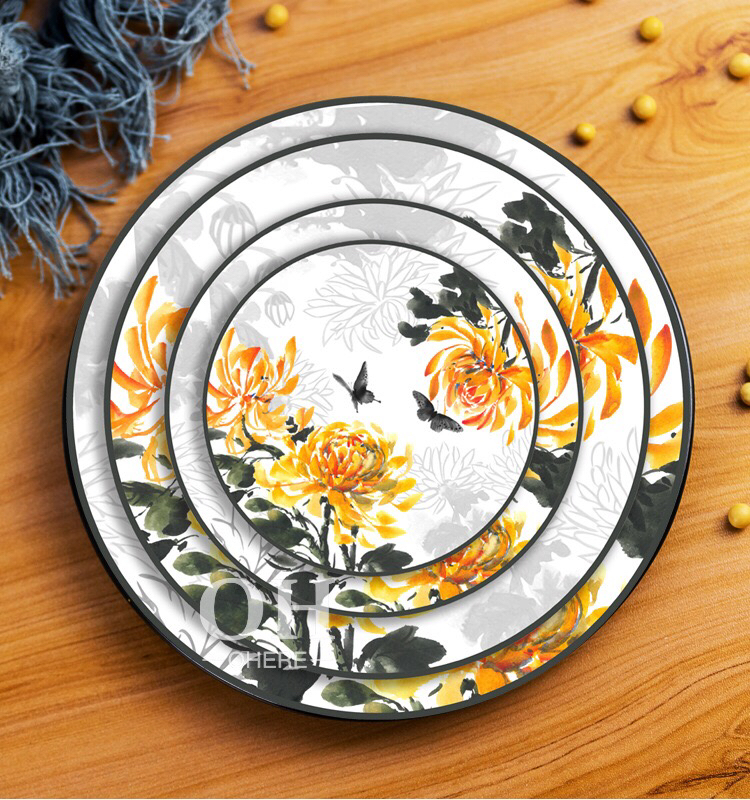 High Bone Porcelain Plate Ceramic Tableware Ceramic Plate Hotel Table Setting Cake Fruit Plate Daily Tableware Large Tray