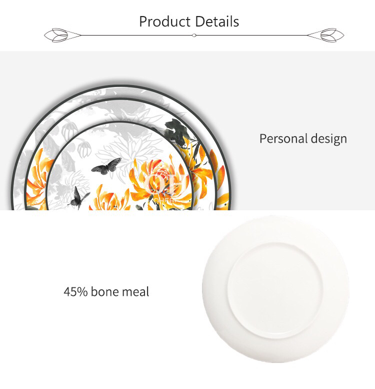 High Bone Porcelain Plate Ceramic Tableware Ceramic Plate Hotel Table Setting Cake Fruit Plate Daily Tableware Large Tray