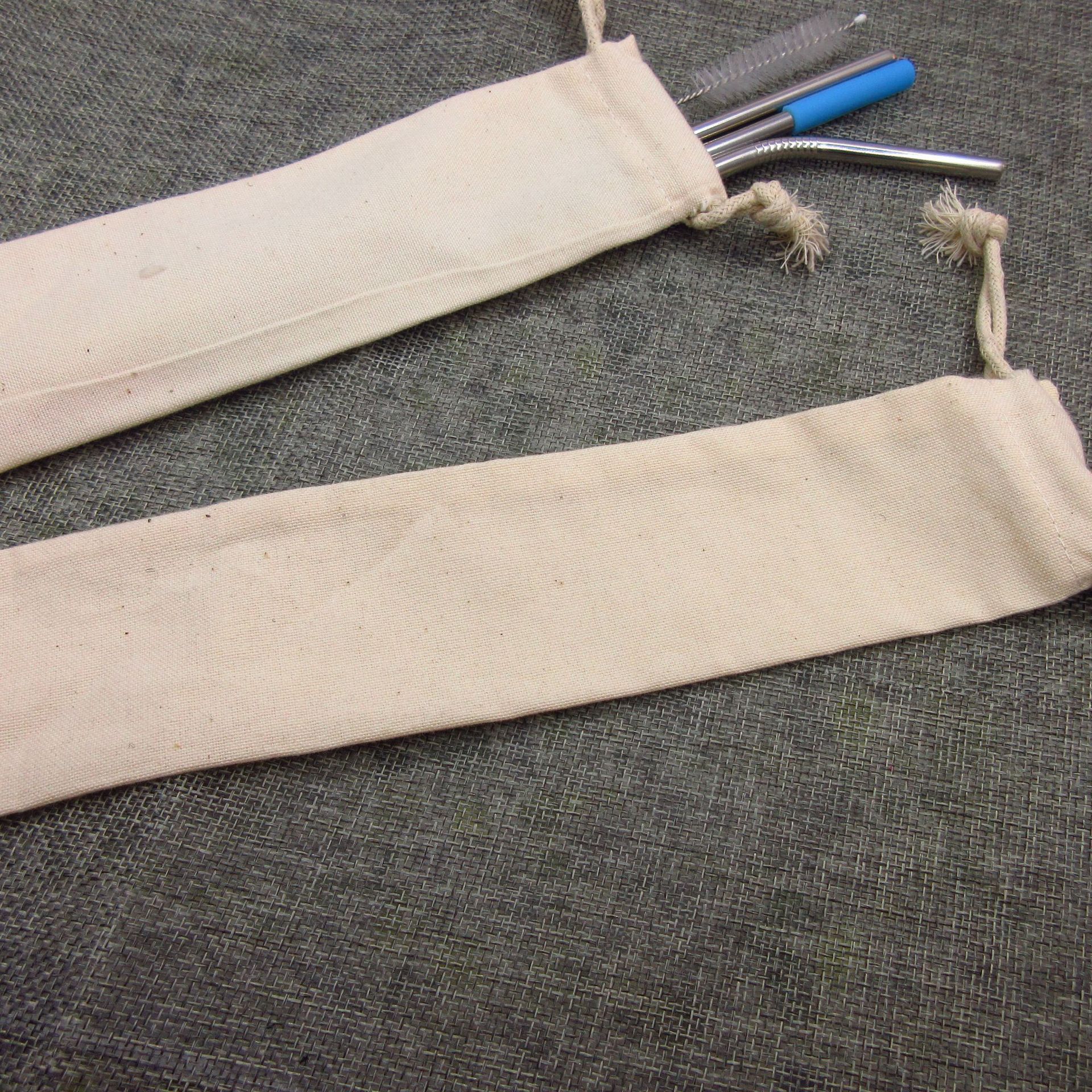 Straw Bag Stainless Steel Straw Glass Straw Special Bag Portable Tableware Bag Cotton and Linen Straw Bag Flannel Bag