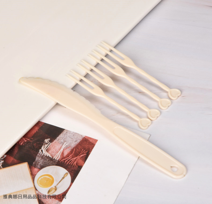 Disposable Moon Cake Knife and Fork Set Moon Cake Tableware Combination Fruit Cake Plastic Knife and Fork