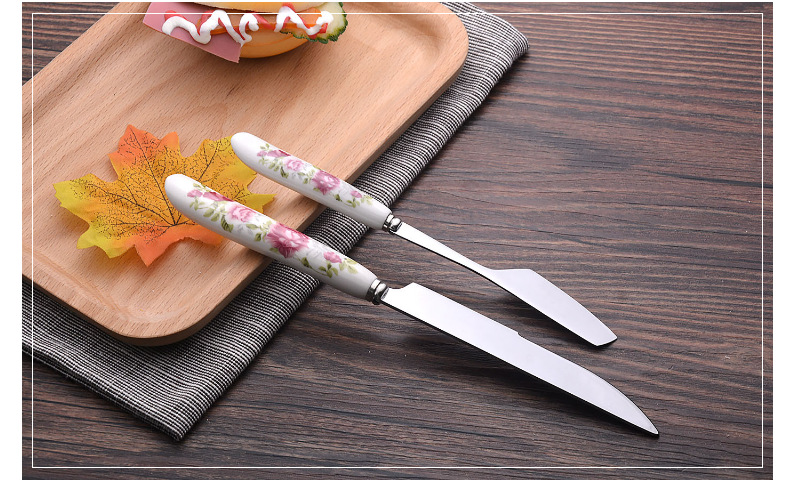 Korean ceramic handle thickened stainless steel rice spoon long handle spoon pointed spoon, soup spoon, household supermarket spoon, tableware