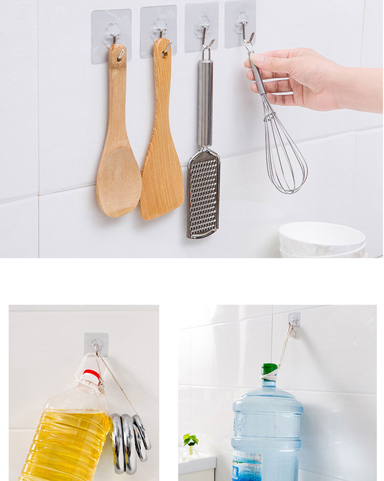 Bathroom plastic multipurpose transparent strong nontrace adhesive hook kitchen wall as nonpunch nonnail adhesive hook