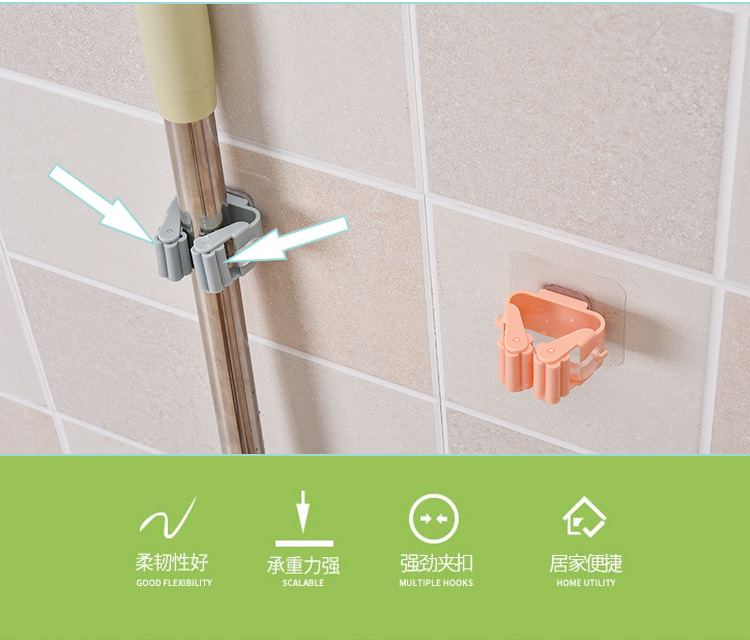 Seamless Mop Clip Hole-Free Broom Rack Hook Card Slot Strong Seamless Bathroom Wall Hanging Storage Rack T Seamless Mop Clip Hole-Free Broom Rack Hook Card Slot Strong Seamless Bathroom Wall Hanging Storage Rack T