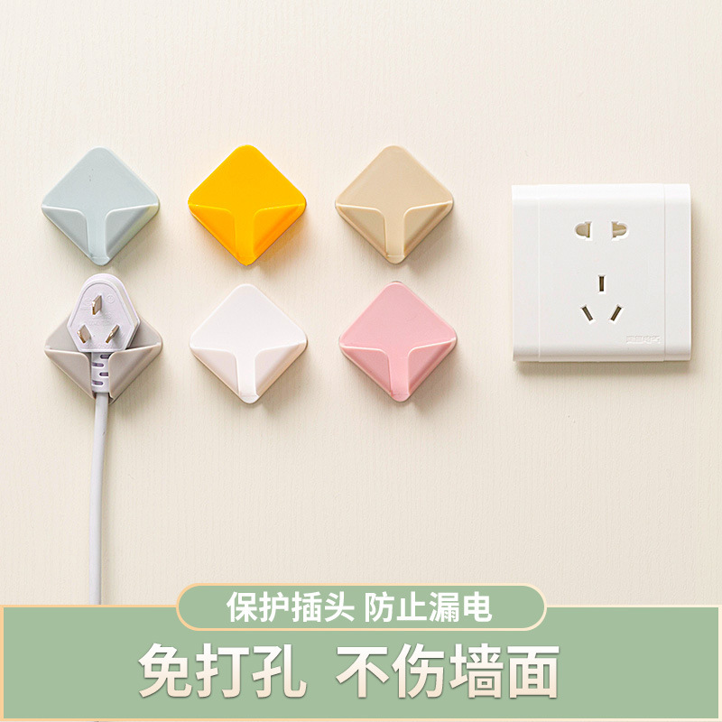 Plug Hook Hole-Free Strong Power Plug Wholesale Transparent Paste Wire Kitchen Socket Storage Rack Creative