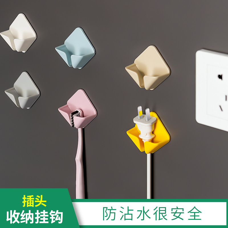 Plug Hook Hole-Free Strong Power Plug Wholesale Transparent Paste Wire Kitchen Socket Storage Rack Creative Plug Hook Hole-Free Strong Power Plug Wholesale Transparent Paste Wire Kitchen Socket Storage Rack Creative