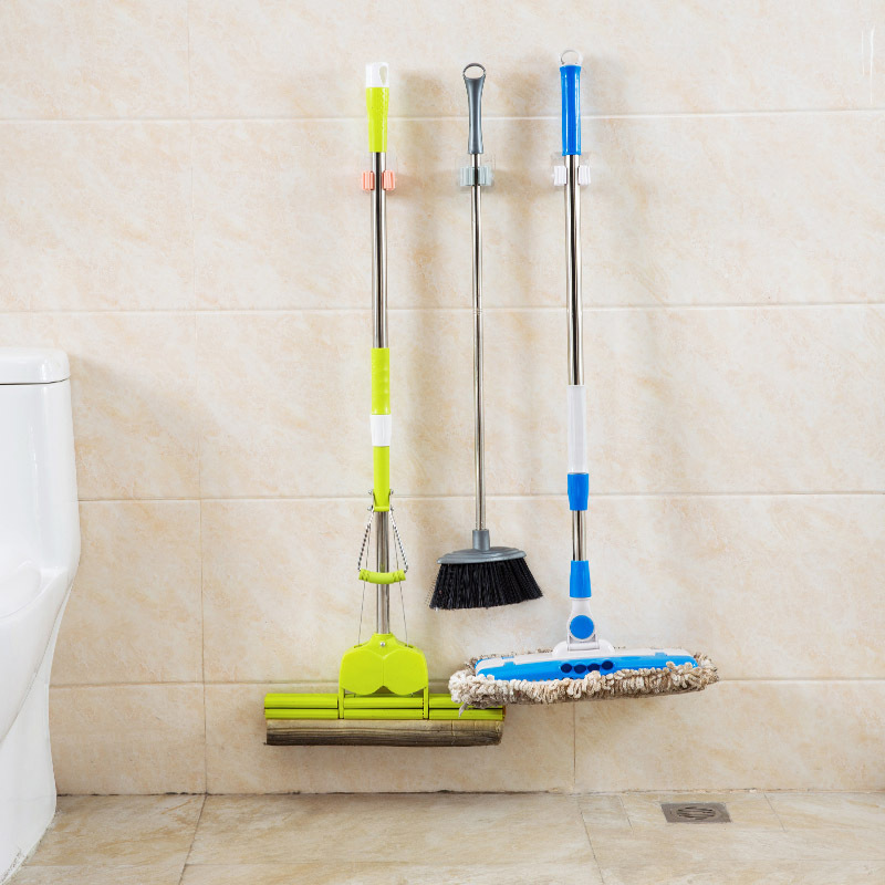 No trace Mop clamp No hole hanging Rack hook booth Powerful No trace Toilet Wall Hanging Rack T