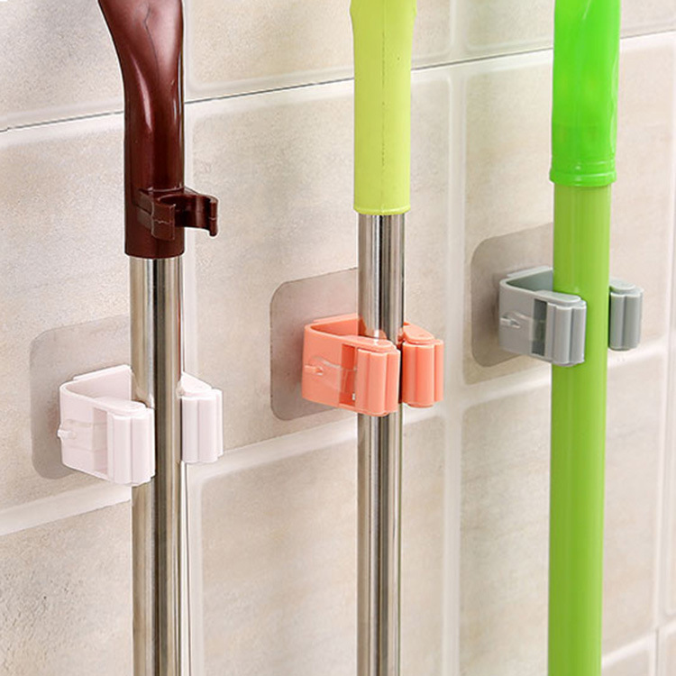 No trace Mop clamp No hole hanging Rack hook booth Powerful No trace Toilet Wall Hanging Rack T