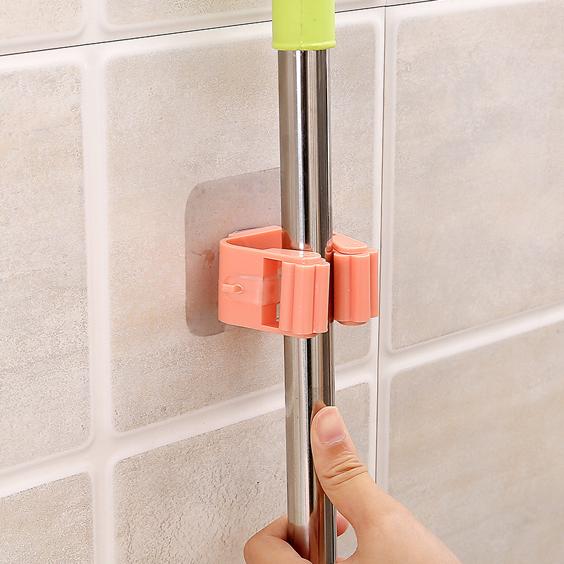 No trace Mop clamp No hole hanging Rack hook booth Powerful No trace Toilet Wall Hanging Rack T