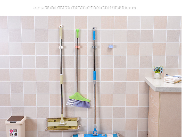 No trace Mop clamp No hole hanging Rack hook booth Powerful No trace Toilet Wall Hanging Rack T