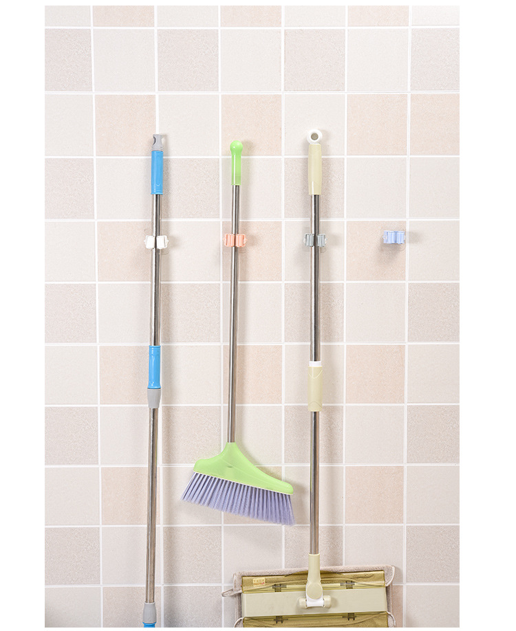No trace Mop clamp No hole hanging Rack hook booth Powerful No trace Toilet Wall Hanging Rack T