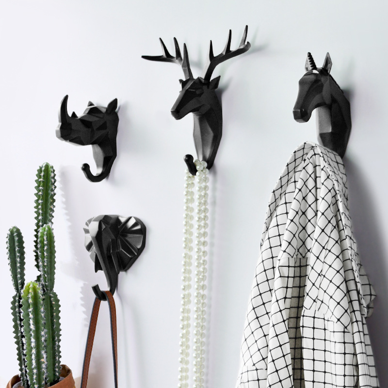 Nordic Creative Animal hook without hole deer head hanging coat hook wall After the door Key Wall Hanging Rack Single