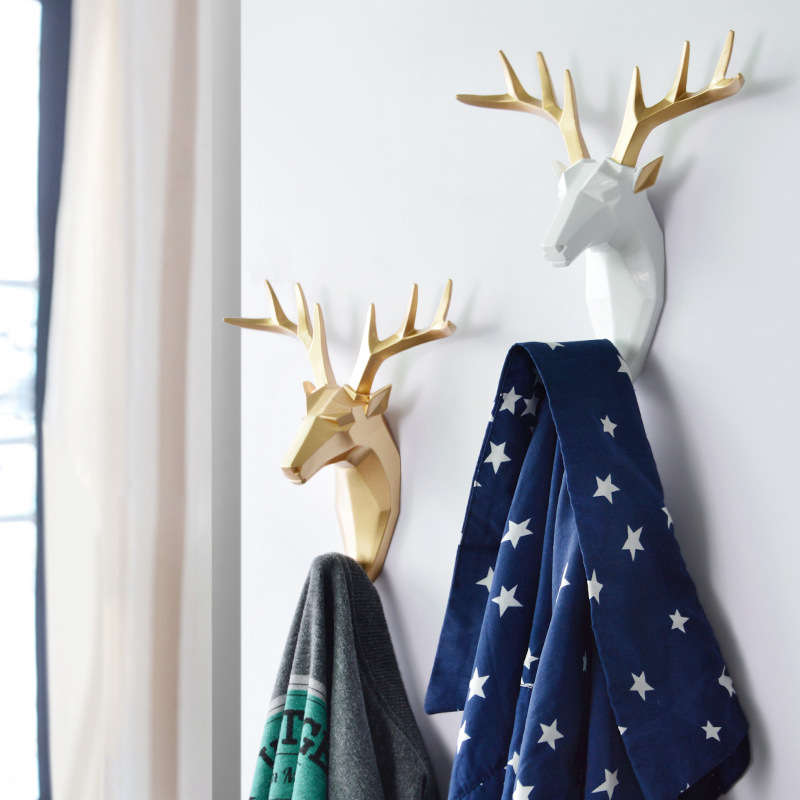 Nordic Creative Animal hook without hole deer head hanging coat hook wall After the door Key Wall Hanging Rack Single