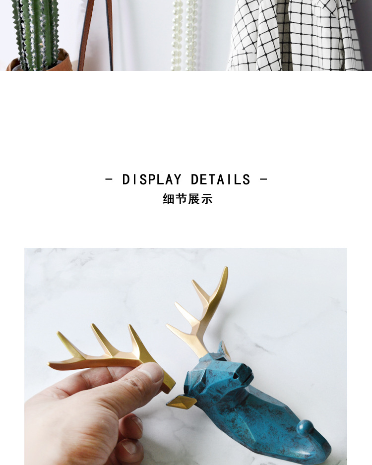 Nordic Creative Animal hook without hole deer head hanging coat hook wall After the door Key Wall Hanging Rack Single