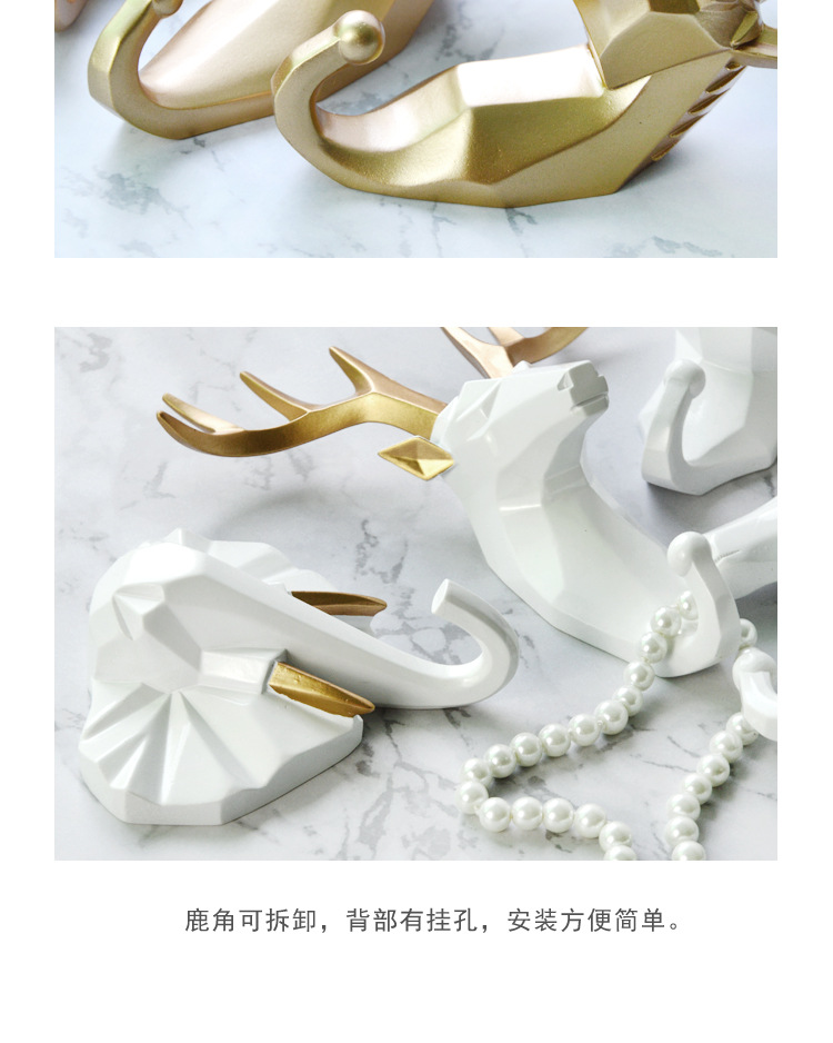 Nordic Creative Animal hook without hole deer head hanging coat hook wall After the door Key Wall Hanging Rack Single