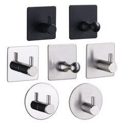 Kitchen and bathroom non staple metal coat and hat hook creative sticky hook stainless steel non punch hook single hook