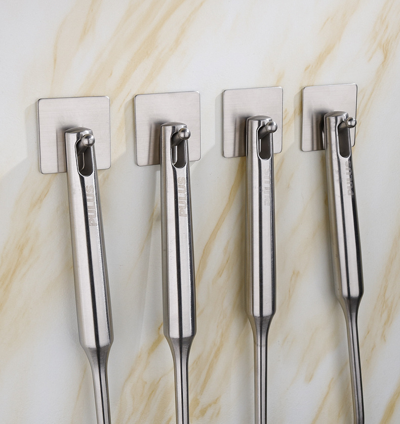 Kitchen and bathroom non staple metal coat and hat hook creative sticky hook stainless steel non punch hook single hook