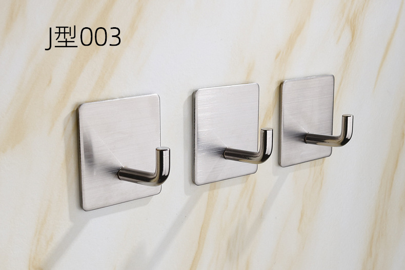 Kitchen and bathroom non staple metal coat and hat hook creative sticky hook stainless steel non punch hook single hook