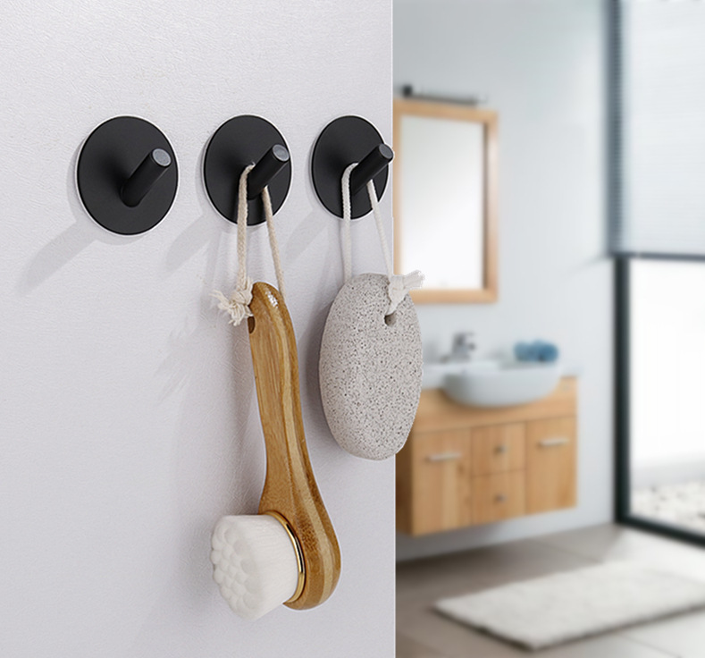 Kitchen and bathroom non staple metal coat and hat hook creative sticky hook stainless steel non punch hook single hook