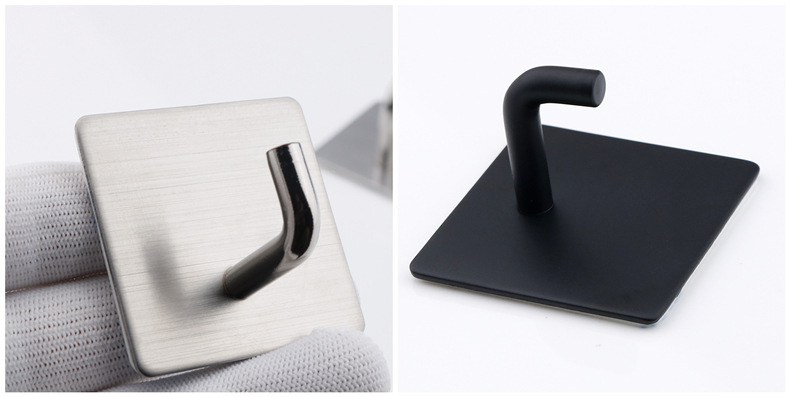 Kitchen and bathroom non staple metal coat and hat hook creative sticky hook stainless steel non punch hook single hook