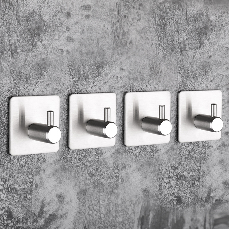 of hot style cross border special adhesive hook 304 stainless steel metal feel kitchen without trace hanging