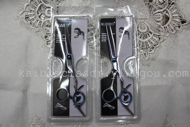 Kaibo factory all steel hair scissors, stainless steel scissors cutting scissors KB766 plastic suction gift box
