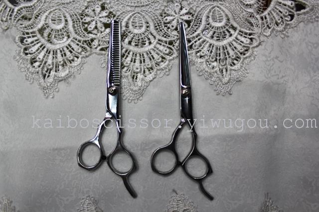 Kaibo factory all steel hair scissors, stainless steel scissors cutting scissors KB766 plastic suction gift box