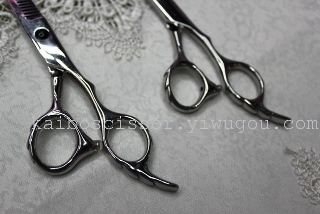 Kaibo factory all steel hair scissors, stainless steel scissors cutting scissors KB766 plastic suction gift box
