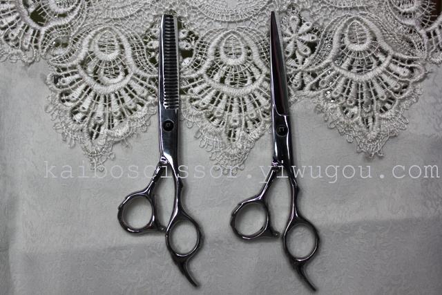 Kaibo factory all steel hair scissors, stainless steel scissors cutting scissors KB766 plastic suction gift box