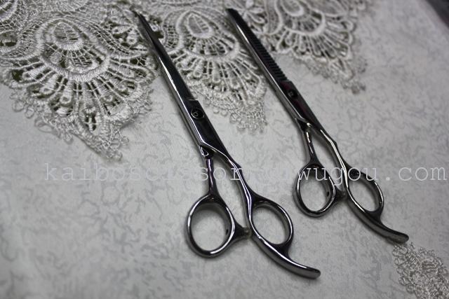 Kaibo factory all steel hair scissors, stainless steel scissors cutting scissors KB766 plastic suction gift box