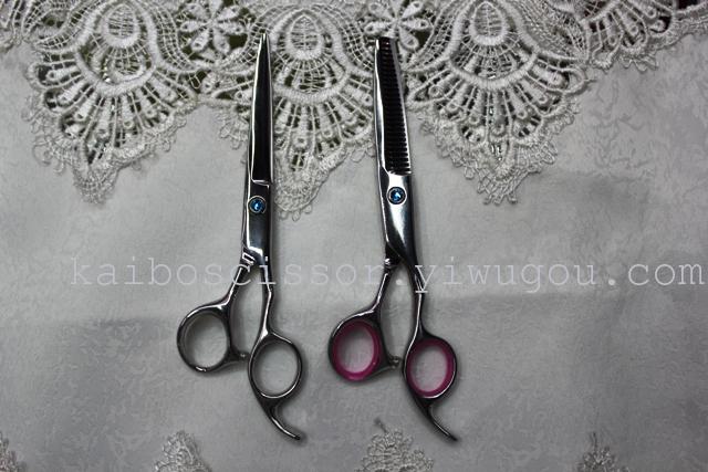 Kaibo factory all steel hair scissors, stainless steel scissors cutting scissors KB766 plastic suction gift box