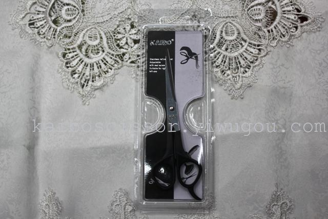 Kaibo factory all steel hair scissors, stainless steel scissors cutting scissors KB766 plastic suction gift box