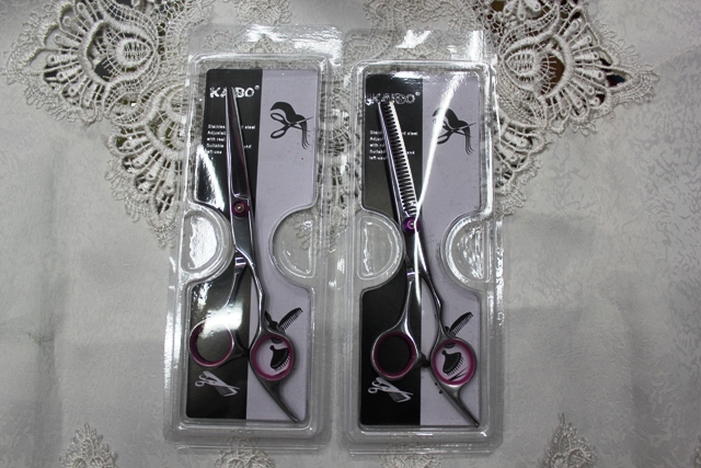 Kaibo factory all steel hair scissors, stainless steel scissors cutting scissors KB763 plastic suction gift box
