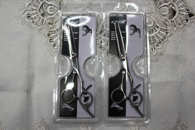 Kaibo factory all steel hair scissors, stainless steel scissors cutting scissors KB765 plastic suction gift box